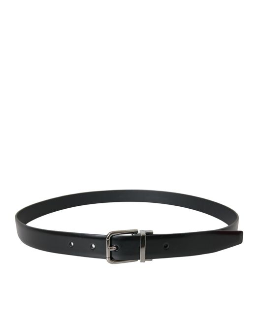 Dolce & Gabbana Black Leather Metal Buckle Belt for men