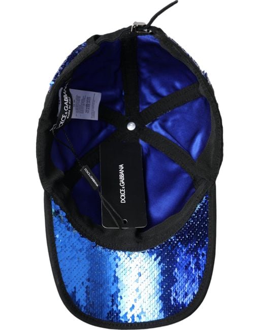 Dolce & Gabbana Blue Royal Sequin Baseball Hat for men