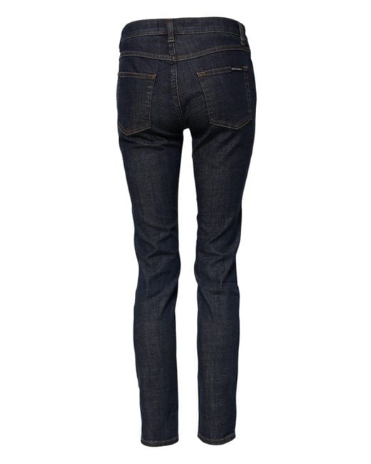 Dolce & Gabbana Blue Skinny Cotton Mid Waisted Denim Jeans for men