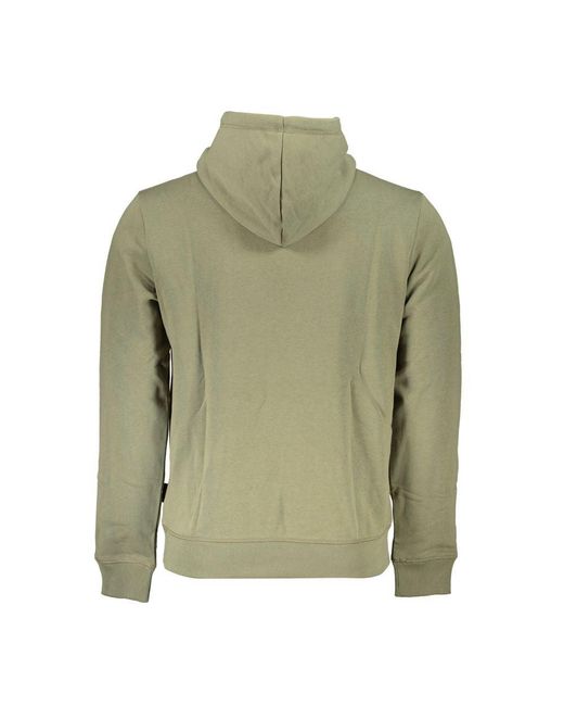 Napapijri Green Fleece Hooded Sweatshirt With Logo for men