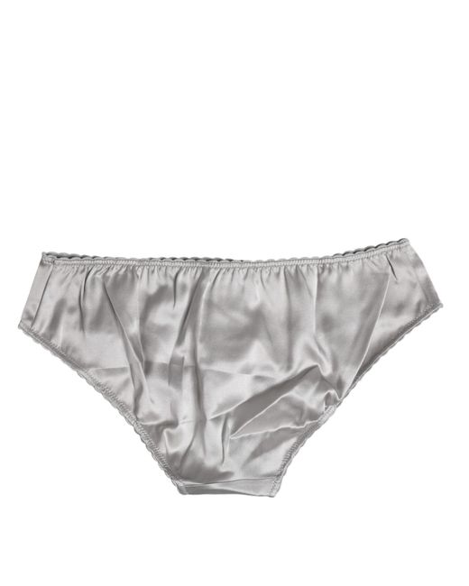 Dolce & Gabbana Gray Silk Stretch Bottom Low Waist Panty Underwear for men