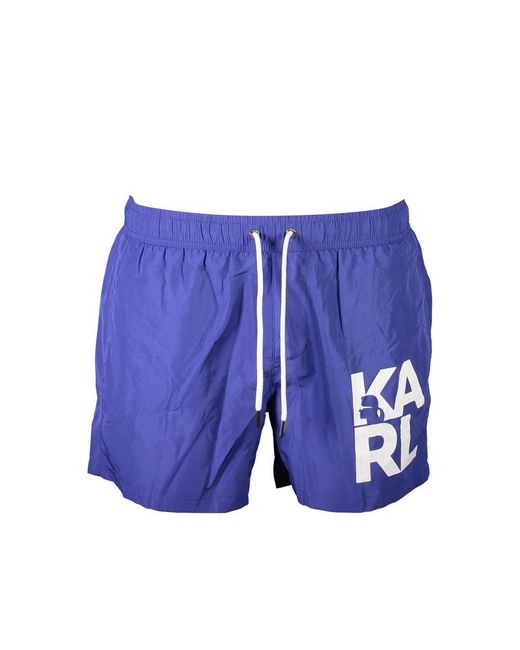 Karl Lagerfeld Blue Polyester Swim Trunks for men