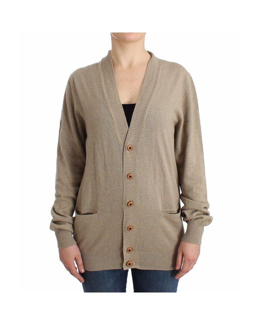Ermanno Scervino Brown Deep V-Neck Luxury Cardigan