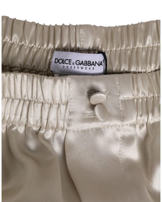 Dolce & Gabbana Gray Beige Silk Satin Elastic Men Boxer Short Swimwear for men