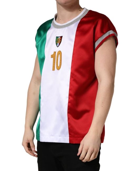 Dolce & Gabbana Green Multicolor Italia Dg Logo Satin Tank T for men