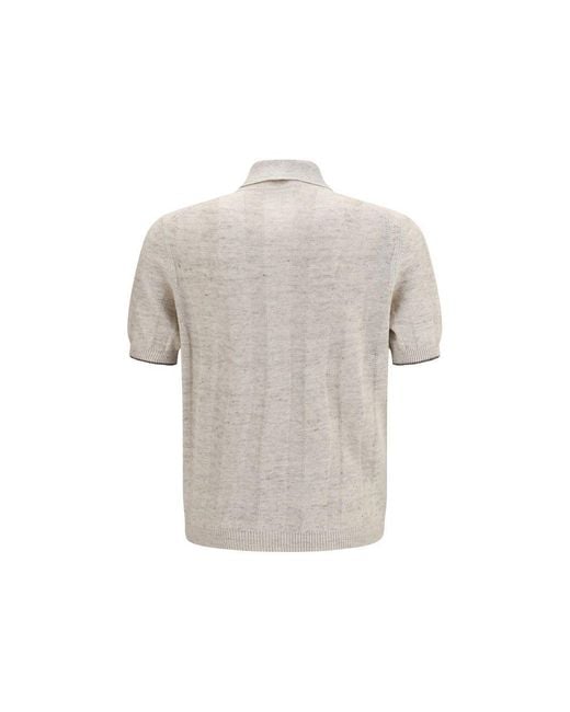 Brunello Cucinelli Multicolor Beige Cotton Polo Shirt for men