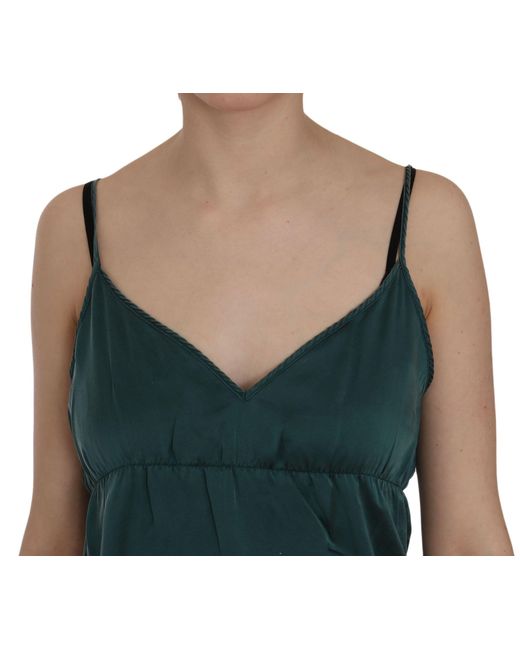 Pink Memories Black Silk Green Spaghetti Strap Shift Mini Dress