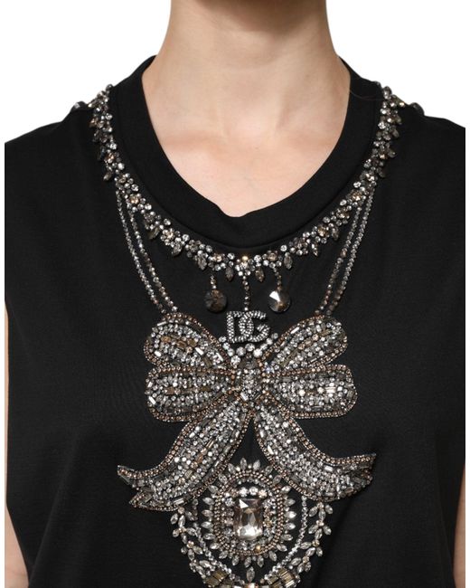 Dolce & Gabbana Black Cotton Rhinestone Embellished Tank Top for men