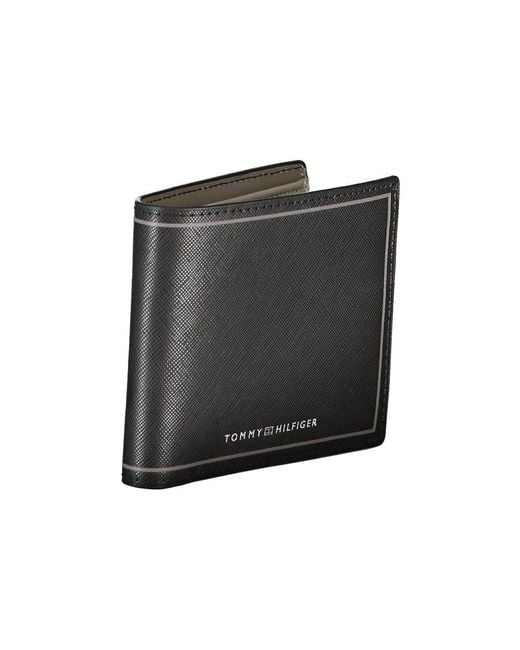 Tommy Hilfiger Black Elegant Leather Dual-Compartment Wallet for men