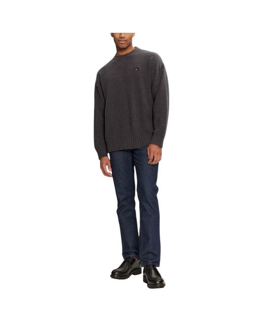 Calvin Klein Black Gray Cotton Sweater for men