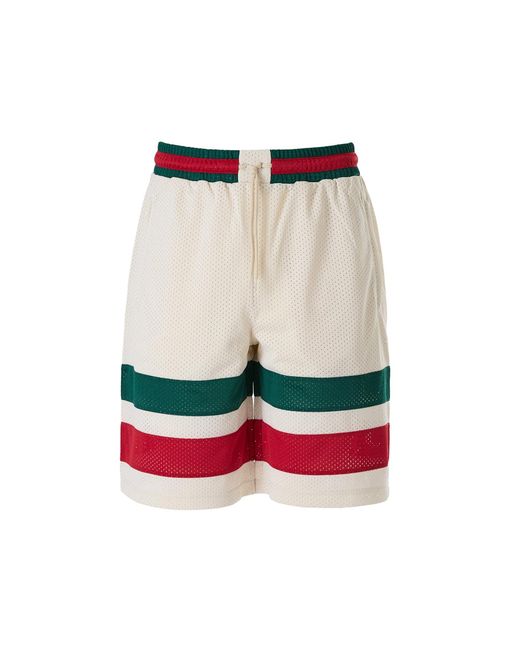 Gucci White Cream Polyester Logo Shorts for men