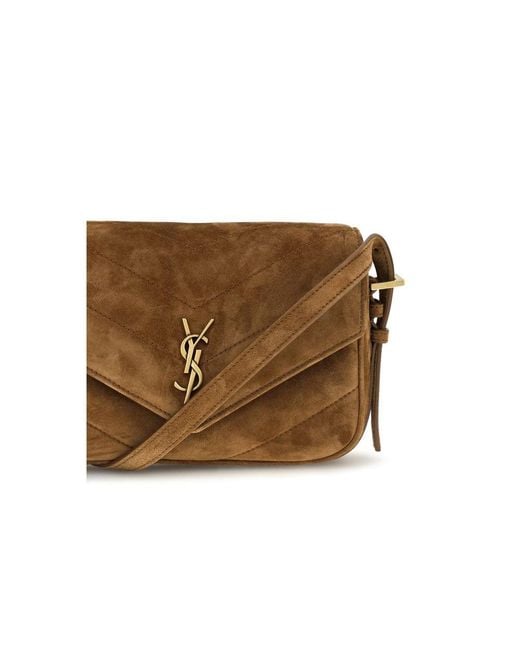 Saint Laurent Brown Suede Leather Shoulder Bag