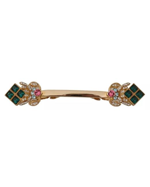 Dolce & Gabbana Black Gold Plated 925 Sterling Silver Crystal Collar Stop Brooch for men