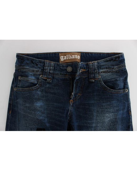John Galliano Blue Wash Cotton Blend Slim Fit Bootcut Jeans