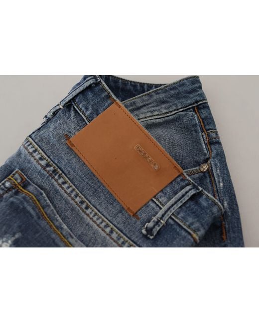 Acht Blue Sleek Skinny Low Waist Denim Jeans