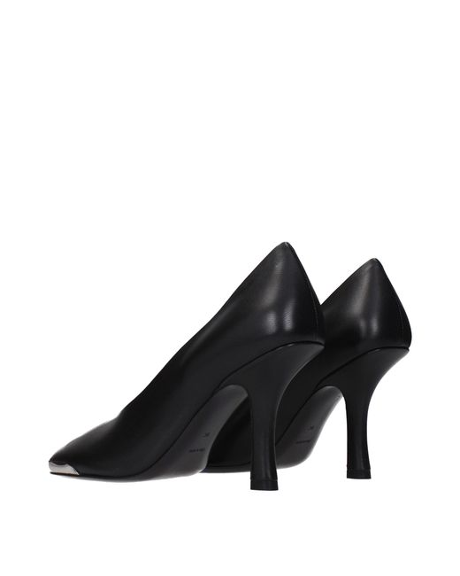 Burberry Blue Black Leather High Heel Pumps