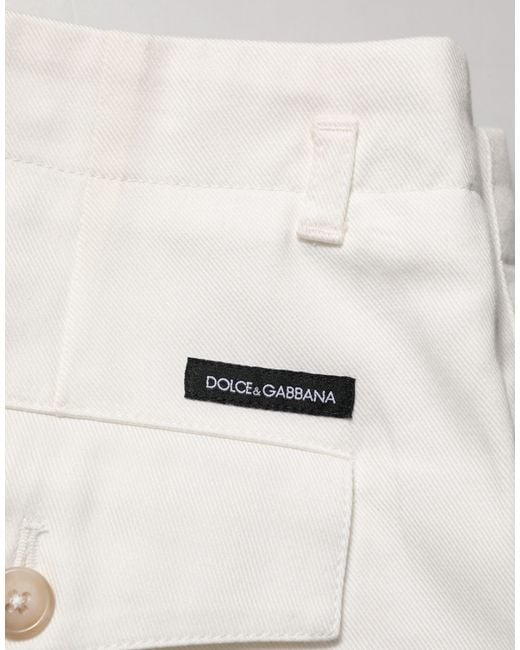 Dolce & Gabbana White Cotton Mid Waist Bermuda Shorts Co+01 for men