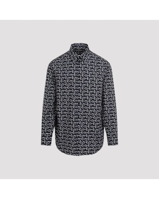 Burberry Blue Silver Grey Cotton Shirt for men