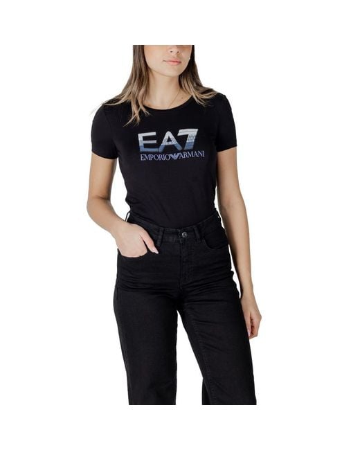 EA7 Black Cotton T-Shirt