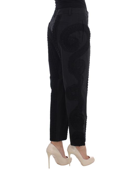 Dolce & Gabbana Black Cotton Stretch Torero Capris Pants