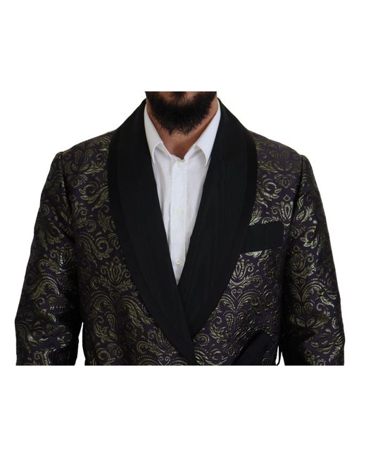 Dolce & Gabbana Black Baroque Jacquard Wrap Jacket for men