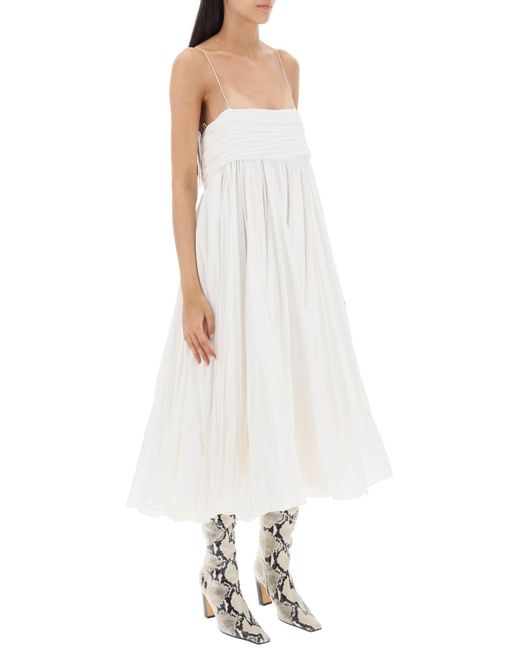 Khaite White Lally Cotton Midi Dress