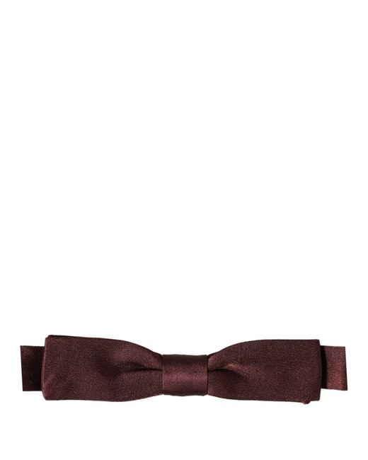 Dolce & Gabbana Red Men Brown 100% Silk Adjustable Neck Papillon Bow Tie for men
