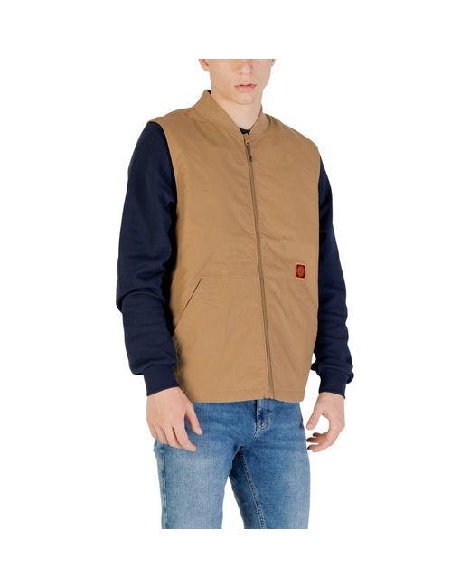 Vans Blue Beige Cotton Sleveless Jacket for men
