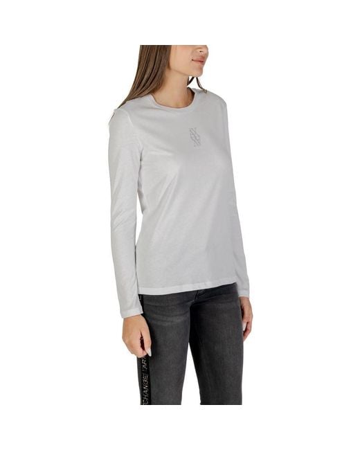 ARMANI EXCHANGE Gray White Cotton Long Sleeve T