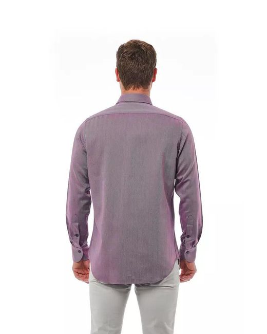 Bagutta Purple Elegant Burgundy Italian Collar Shirt for men