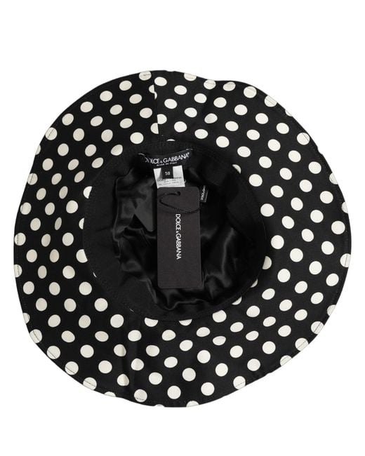 Dolce & Gabbana Black White Polka Dot Cotton Bucket Capello Hat