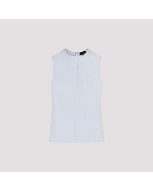 Theory White Ice Blue Silk Top
