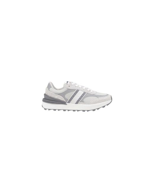 Tommy Hilfiger White Gray Suede Leather Athletic Sneakers