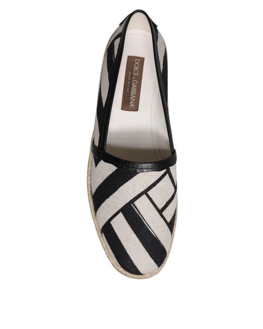 Dolce & Gabbana Black Stripes Slip On Espadrille Shoes for men