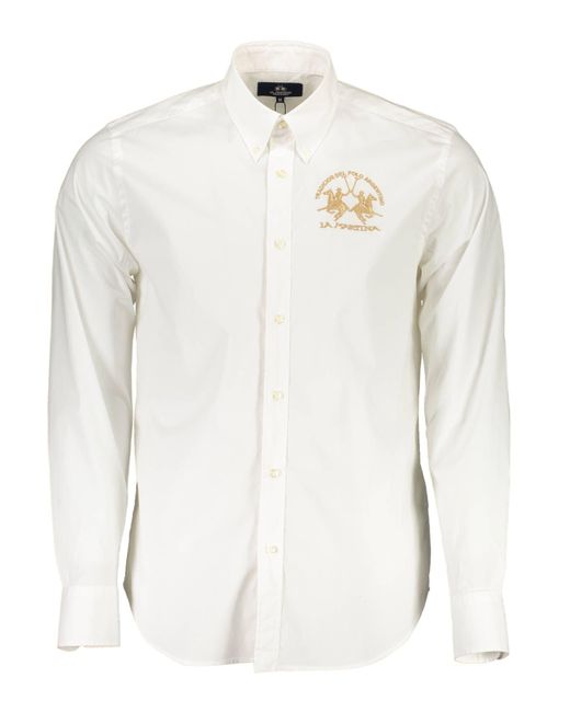 La Martina White Elegant Long-Sleeved Shirt For for men