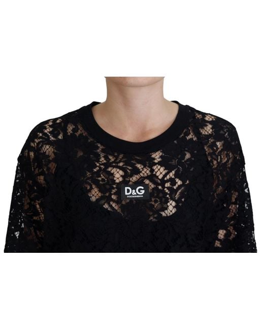 Dolce & Gabbana Black Elegant Floral Lace Shift Dres