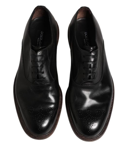 Dolce & Gabbana Black Calfskin Leather Oxford Dress Shoes for men