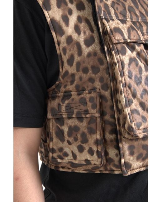 Dolce & Gabbana Black Leopard Silk Sleeveless Sportswear for men