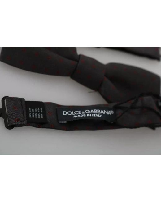 Dolce & Gabbana Black Dotted Silk Adjustable Neck Bow Tie for men