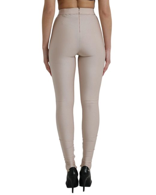 Dolce & Gabbana Multicolor Beige Nylon Stretch Slim Leggings Pants