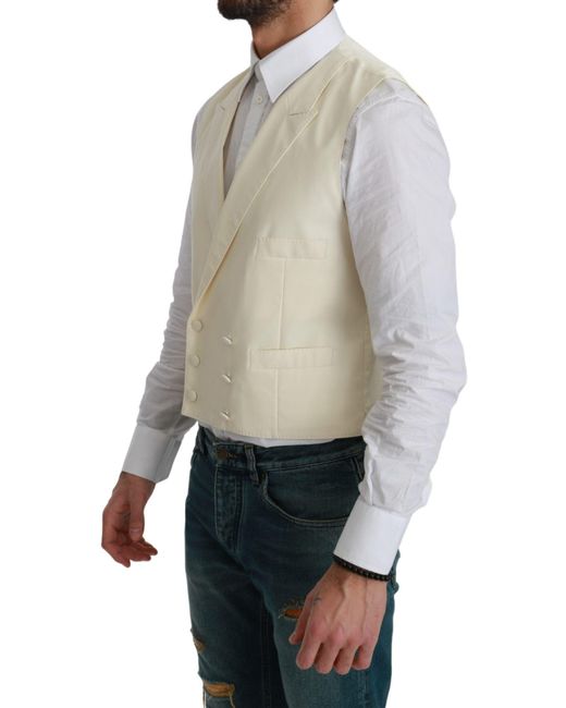 Dolce & Gabbana Blue Waistcoat Formal Wool Vest for men