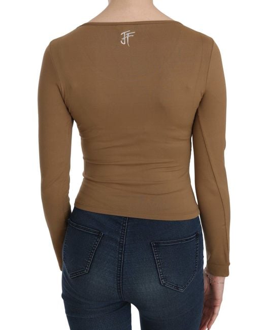 Gianfranco Ferré Long Round Neck Sleeve Fitted Tops Brown Tsh3931
