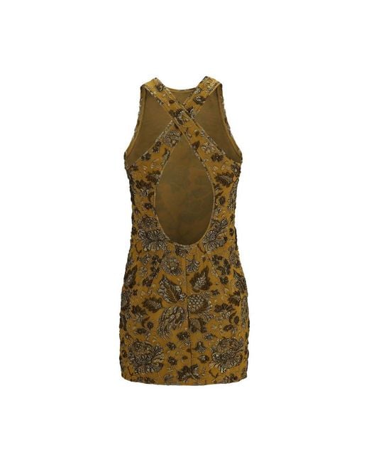 Saint Laurent Green Brown Polyamide Casual Dress
