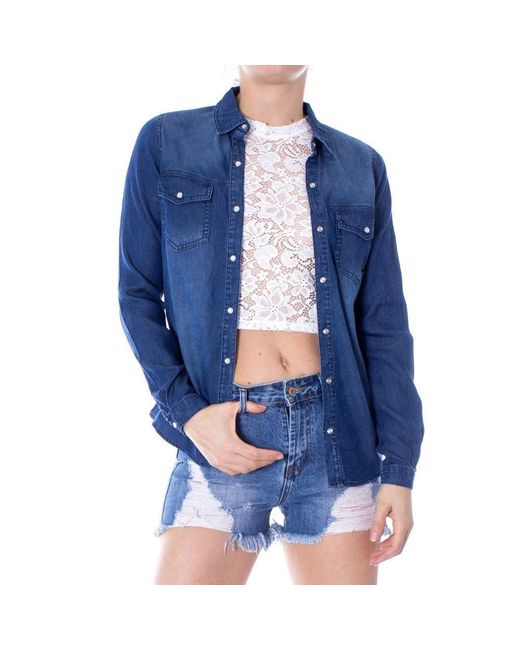 VILA CLOTHES Blue Denim Shirt