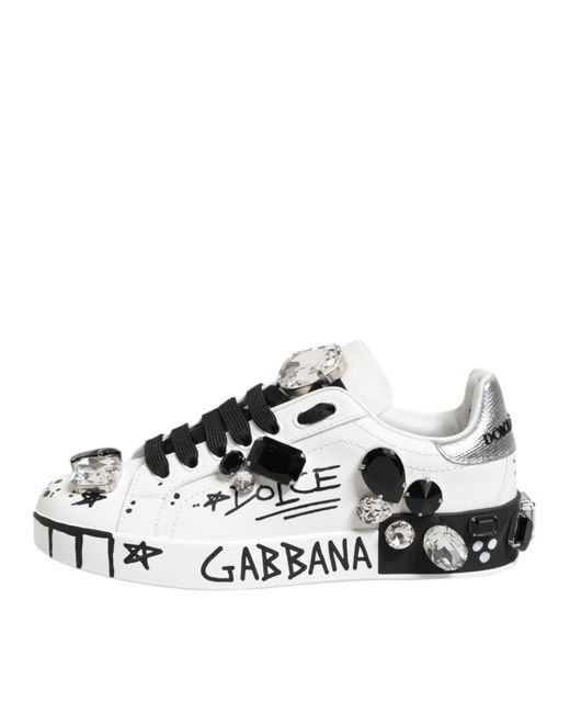 Dolce & Gabbana White Custom 2Zero Graffiti Sneakers