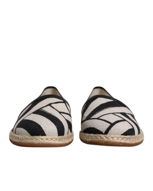Dolce & Gabbana Black Stripes Slip On Espadrille Shoes for men