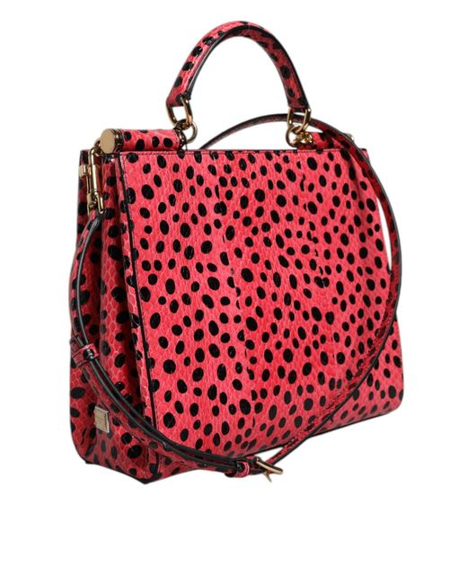 Dolce & Gabbana Red Pink Exotic Leather Top Handle Tote Crossbody Bag for men