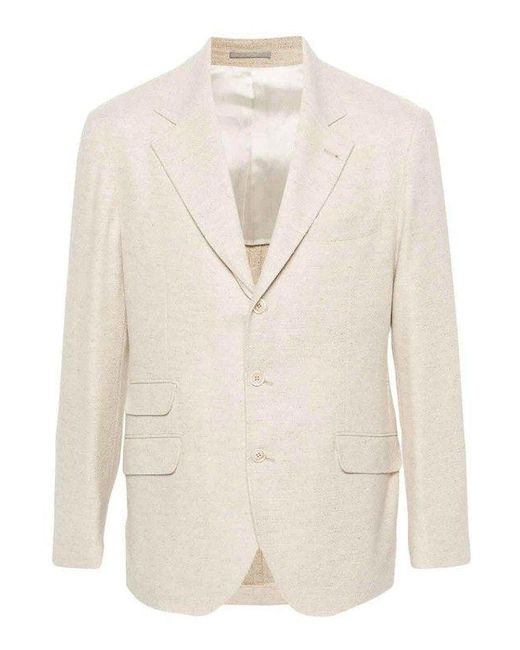 Brunello Cucinelli White Yellow Wool Blazer for men