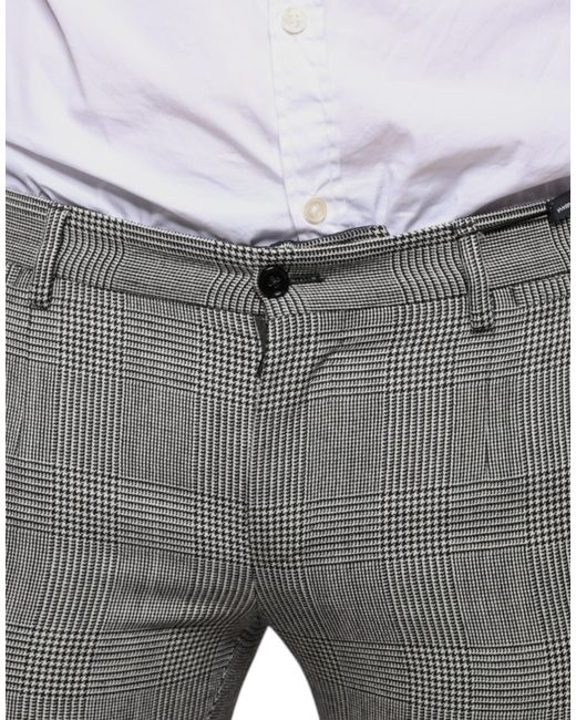 Dolce & Gabbana Gray Check Tartan Wool Skinny Pants for men