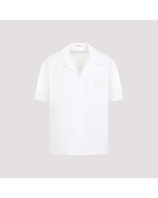 Valentino White Ss Cotton Shirt for men